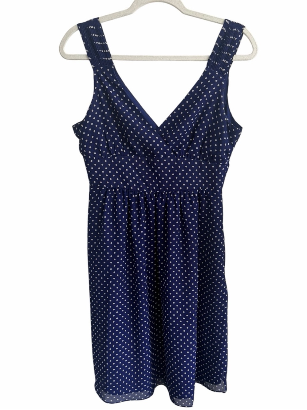 GAP Navy White Polka Dot Fit and Flare Sleeveless Mini Dress size 6